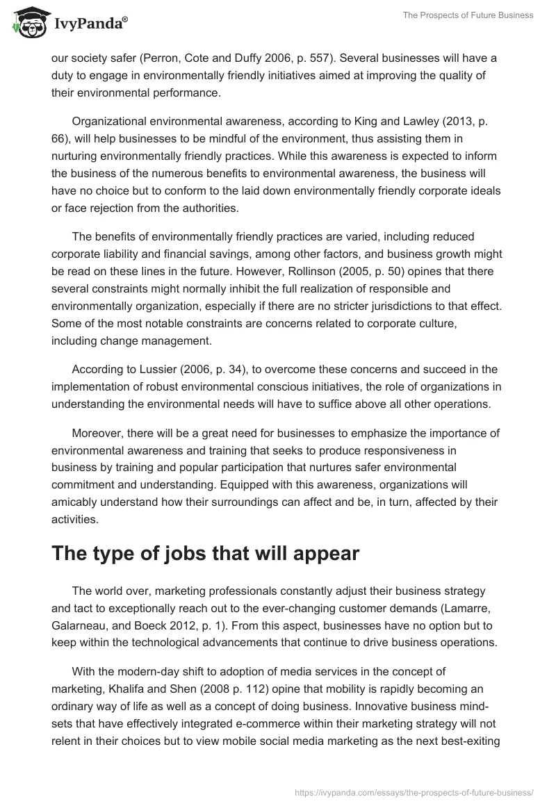 The Prospects of Future Business. Page 3