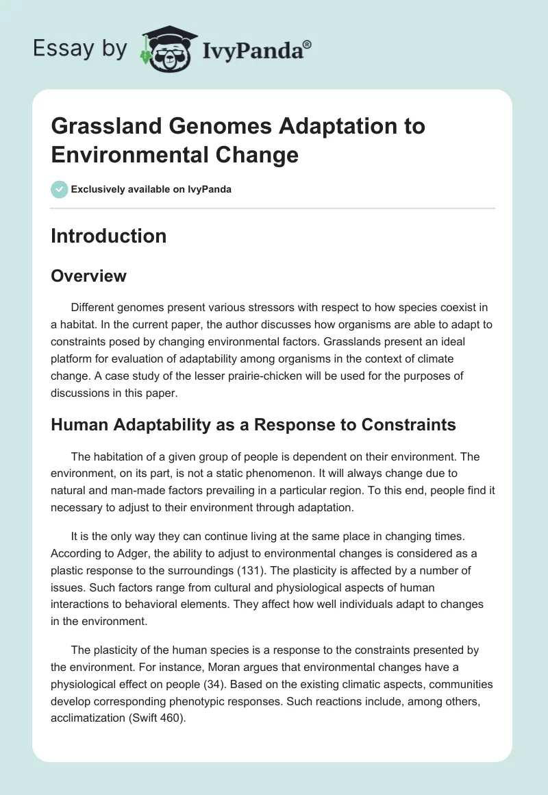 Grassland Genomes Adaptation to Environmental Change. Page 1