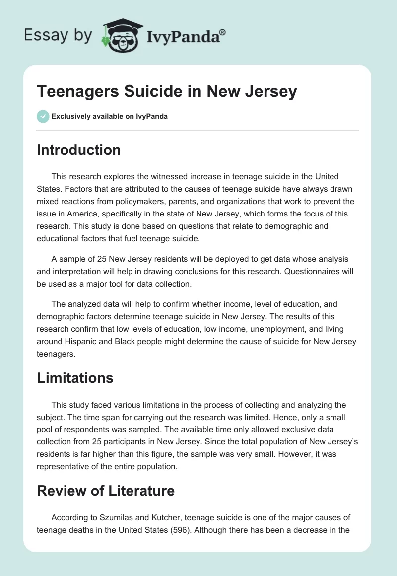 Teenagers Suicide in New Jersey. Page 1
