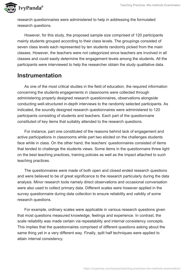 Teaching Practices: Mix-methods Examination. Page 5