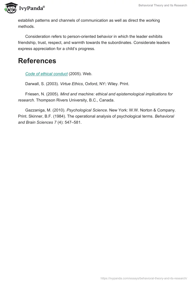 Behavioral Theory and Its Research. Page 4