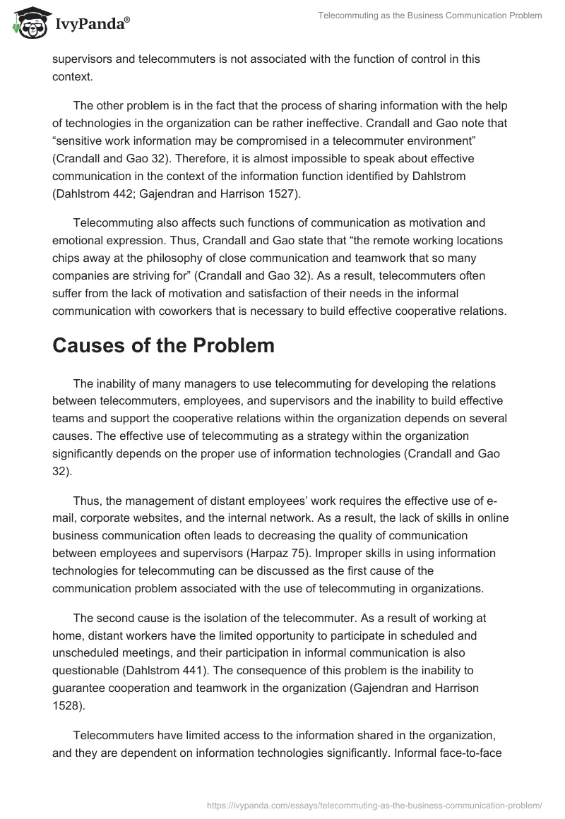 Telecommuting as the Business Communication Problem. Page 3
