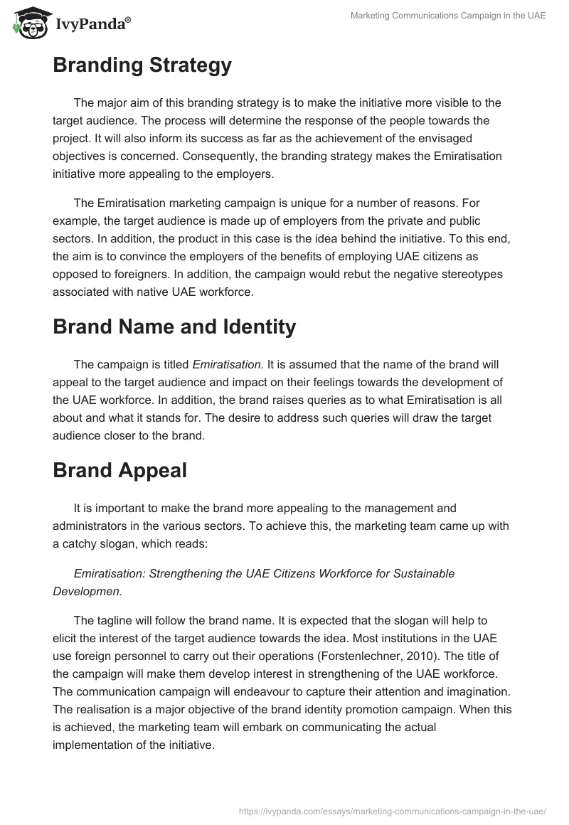 Marketing Communications Campaign in the UAE. Page 2