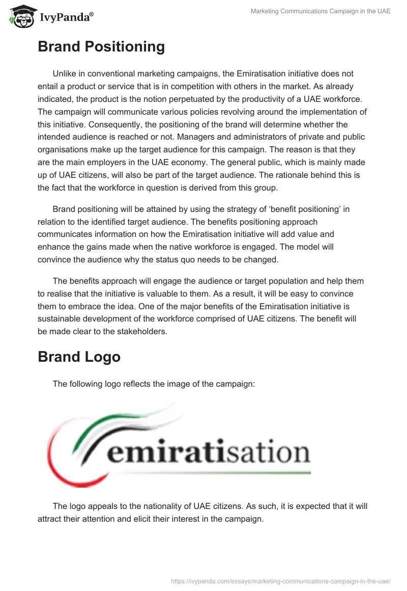Marketing Communications Campaign in the UAE. Page 3
