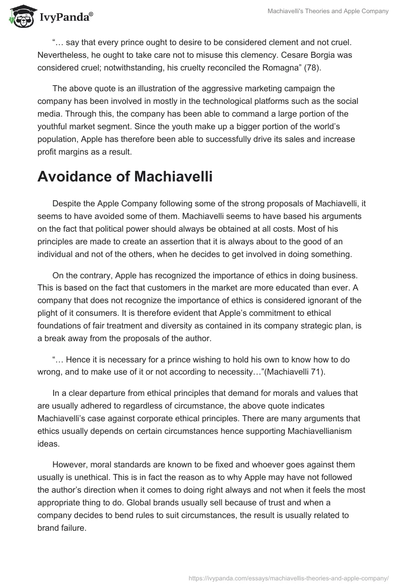 Machiavelli's Theories and Apple Company. Page 4