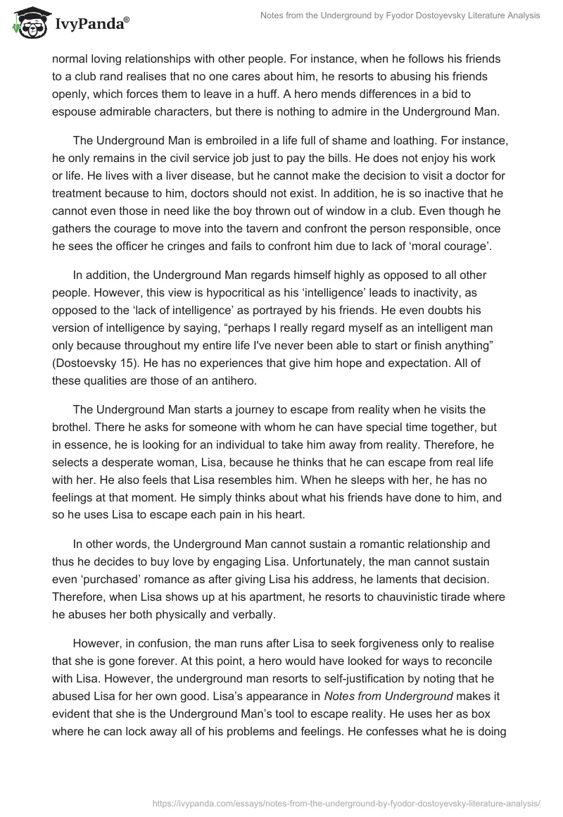 Notes from the Underground by Fyodor Dostoyevsky Literature Analysis. Page 2