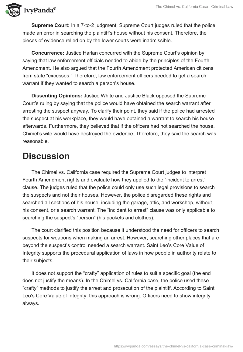 The Chimel vs. California Case - Criminal Law. Page 2