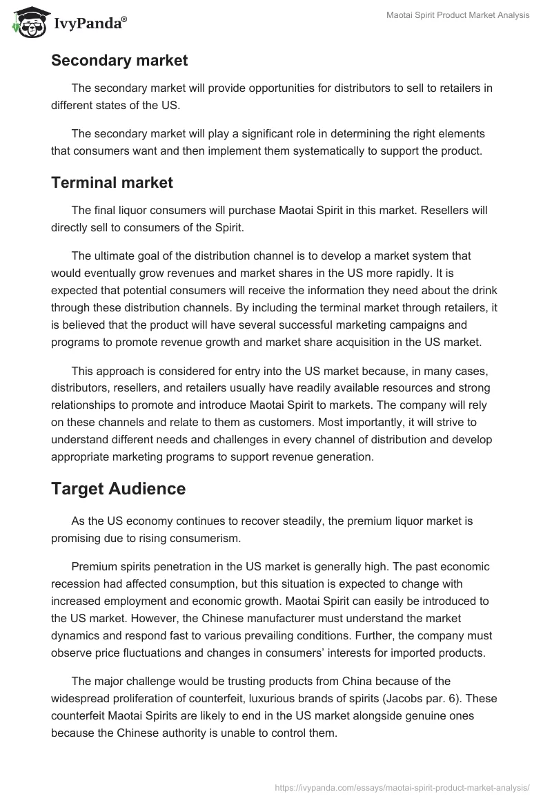 Maotai Spirit Product Market Analysis. Page 5