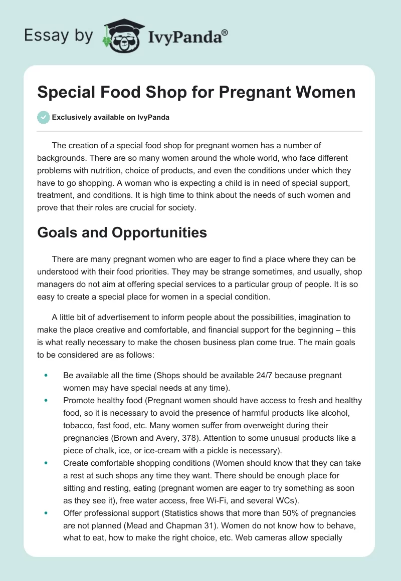 Special Food Shop for Pregnant Women. Page 1