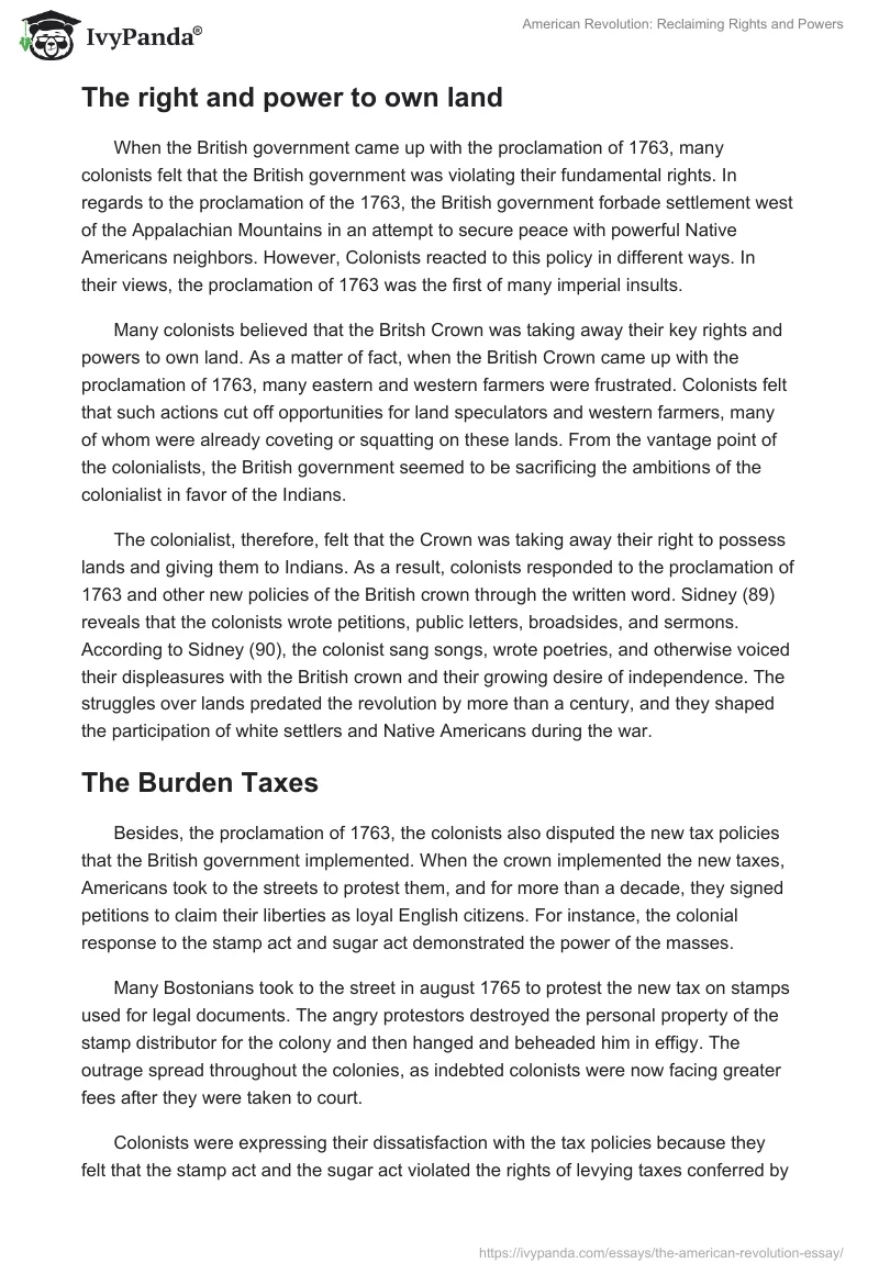 American Revolution: Reclaiming Rights and Powers. Page 2