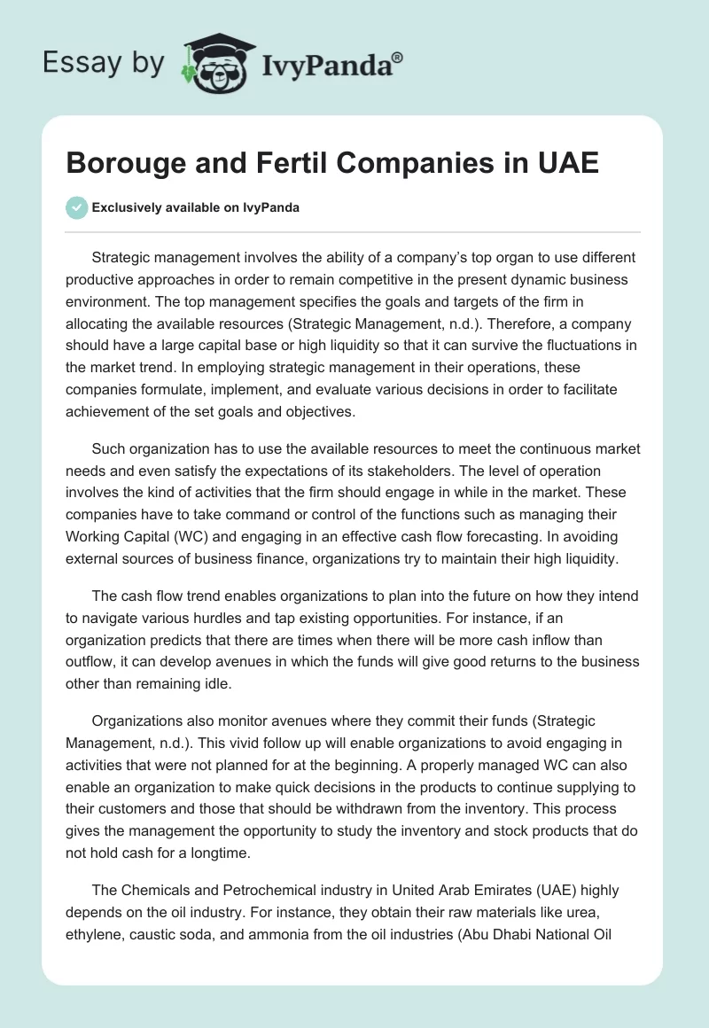 Borouge and Fertil Companies in UAE. Page 1