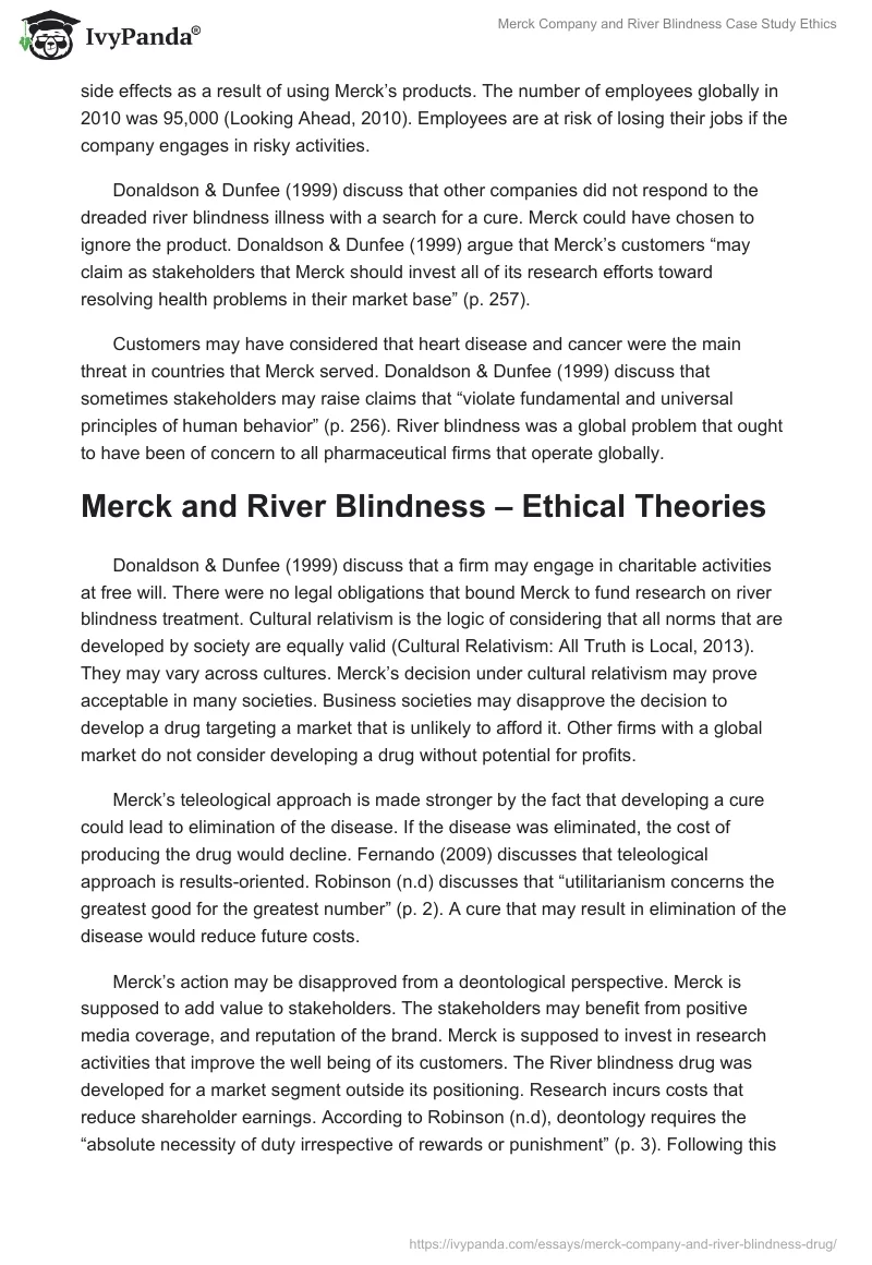 Merck Company and River Blindness Case Study Ethics. Page 4