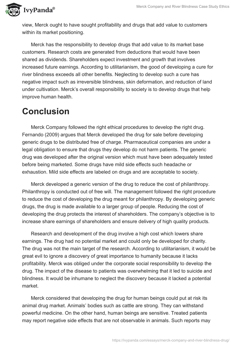 Merck Company and River Blindness Case Study Ethics. Page 5