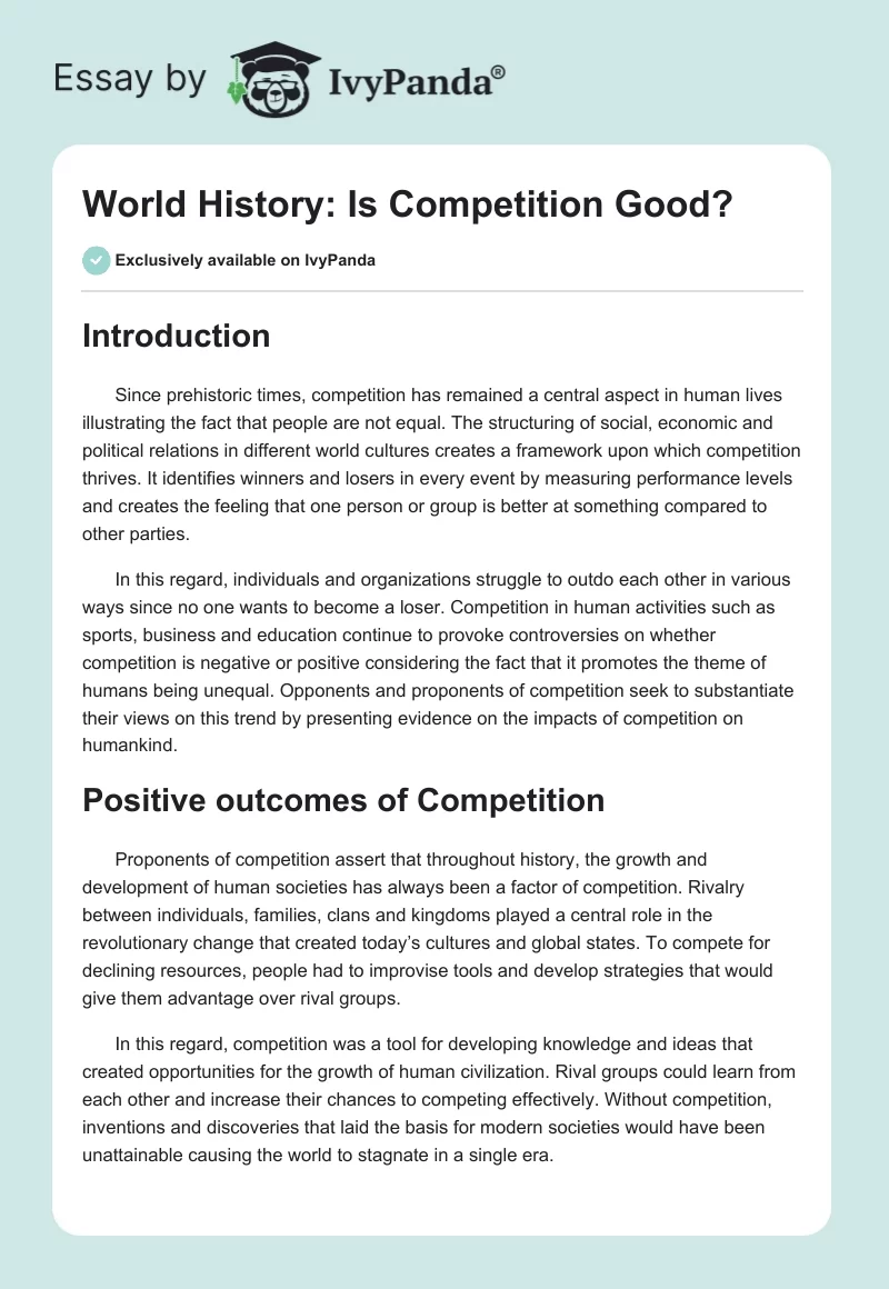 World History: Is Competition Good?. Page 1