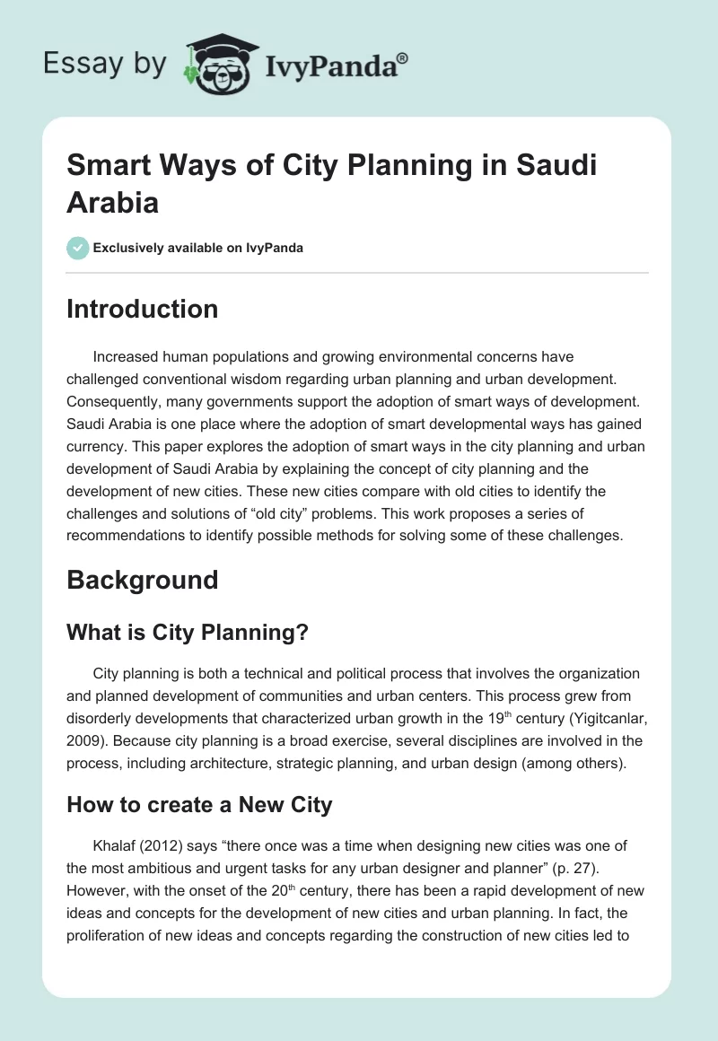 Smart Ways of City Planning in Saudi Arabia. Page 1