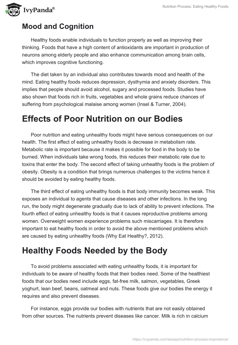 Nutrition Process: Eating Healthy Foods. Page 3