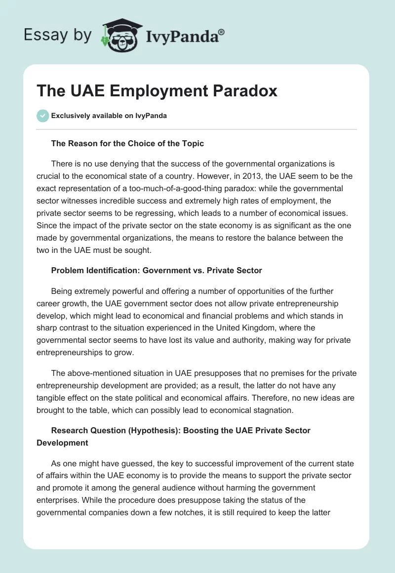 The UAE Employment Paradox. Page 1