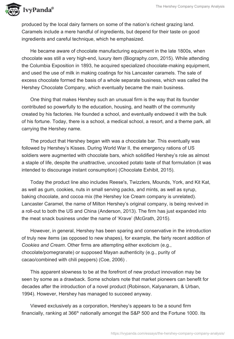The Hershey Company Company Analysis. Page 2