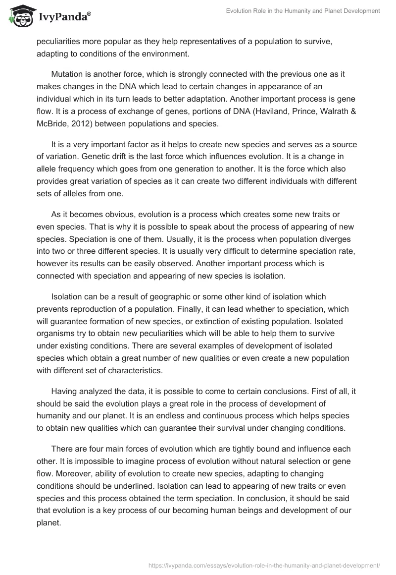 Evolution Role in the Humanity and Planet Development. Page 2