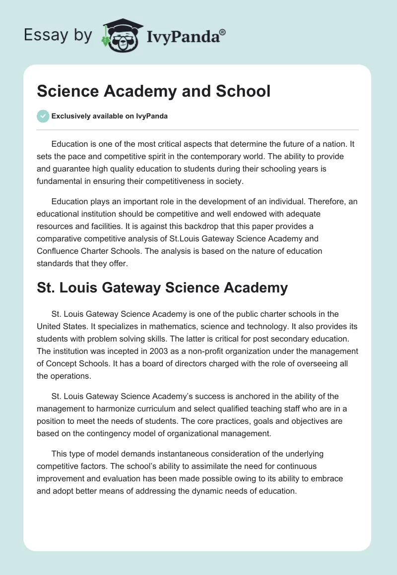 Science Academy and School. Page 1