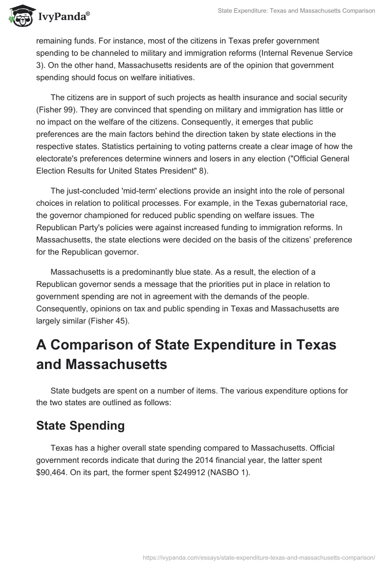 State Expenditure: Texas and Massachusetts Comparison. Page 3