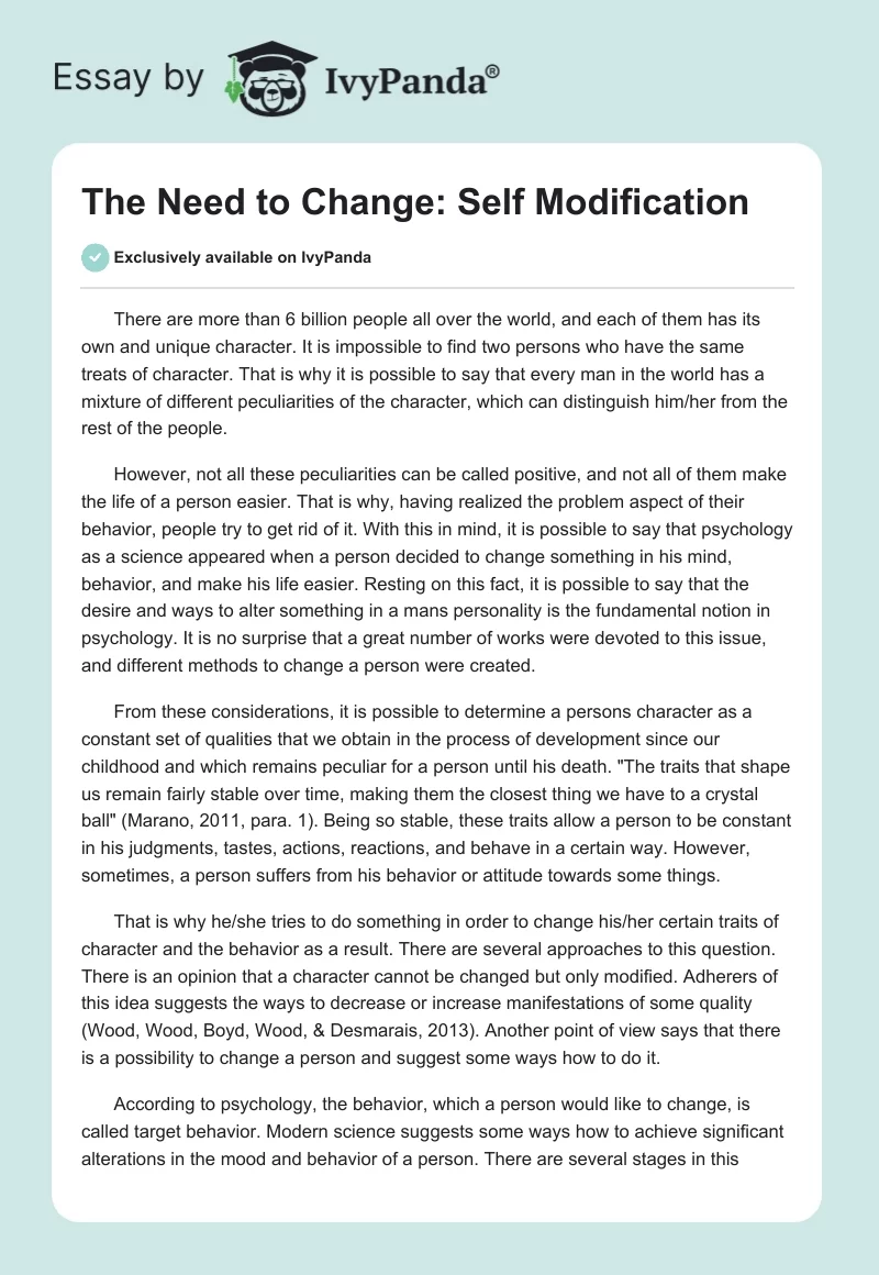The Need to Change: Self Modification. Page 1