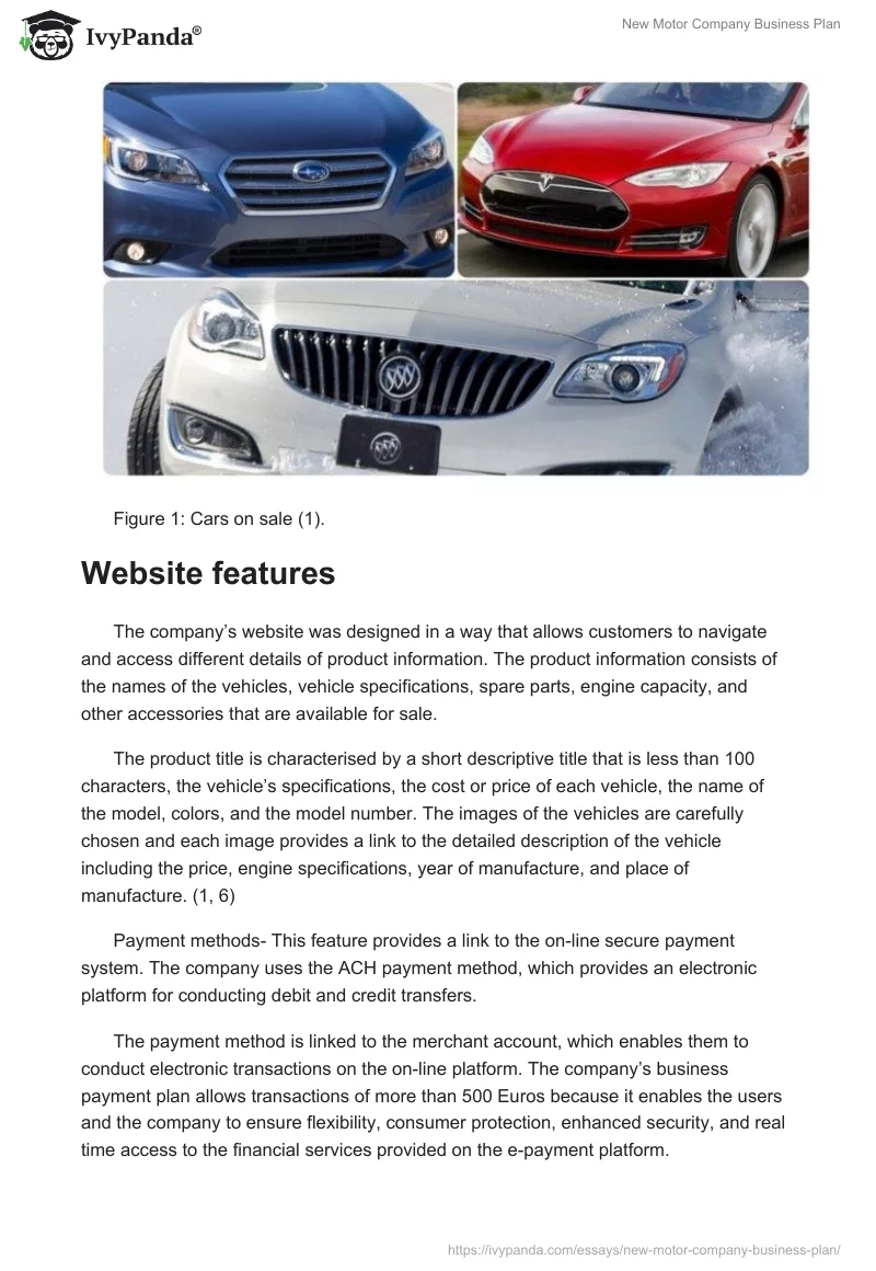 New Motor Company Business Plan. Page 3