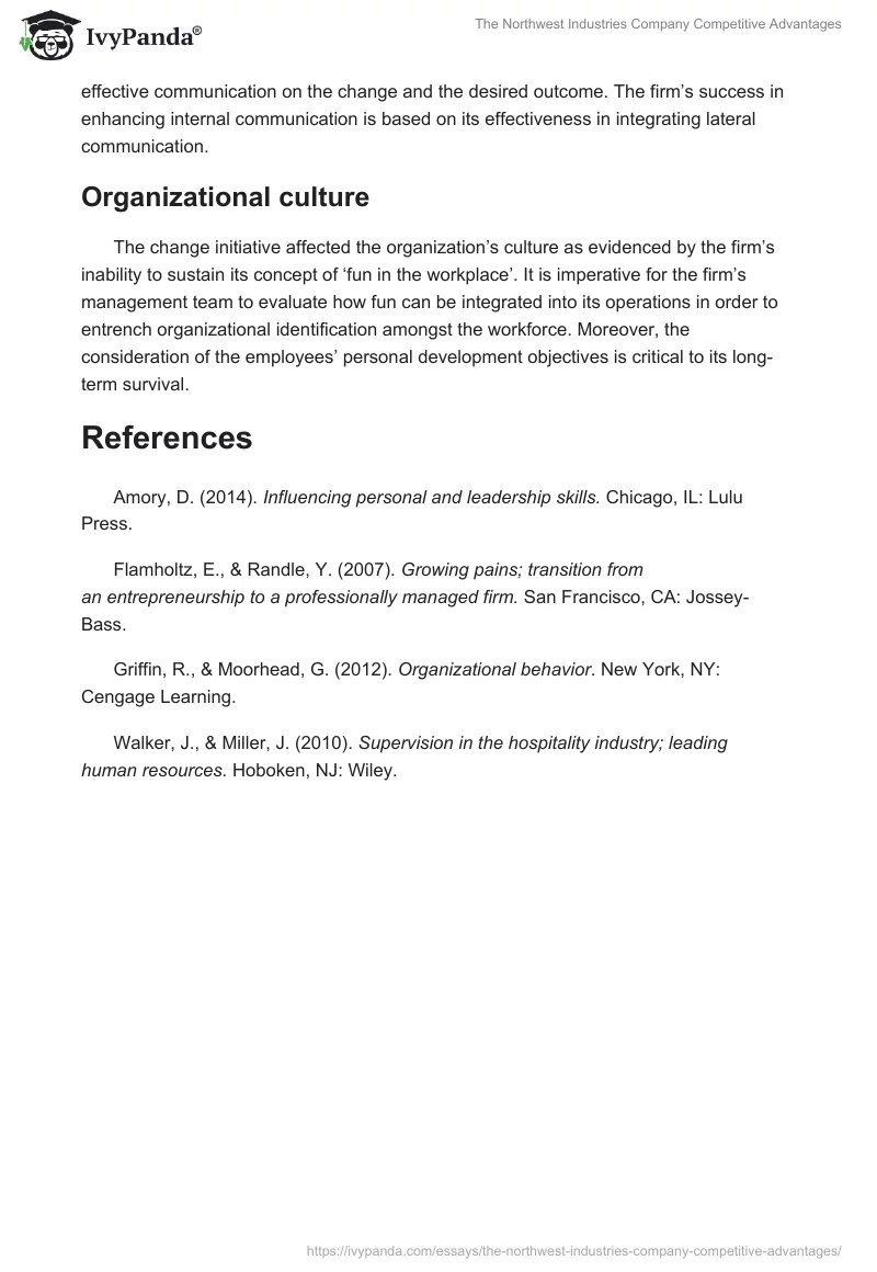 The Northwest Industries Company Competitive Advantages. Page 5