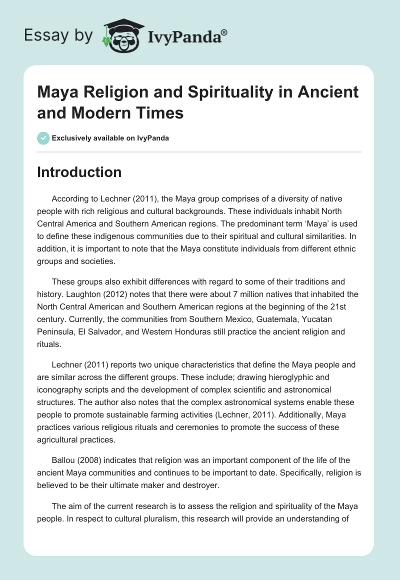 Maya Religion and Spirituality in Ancient and Modern Times. Page 1