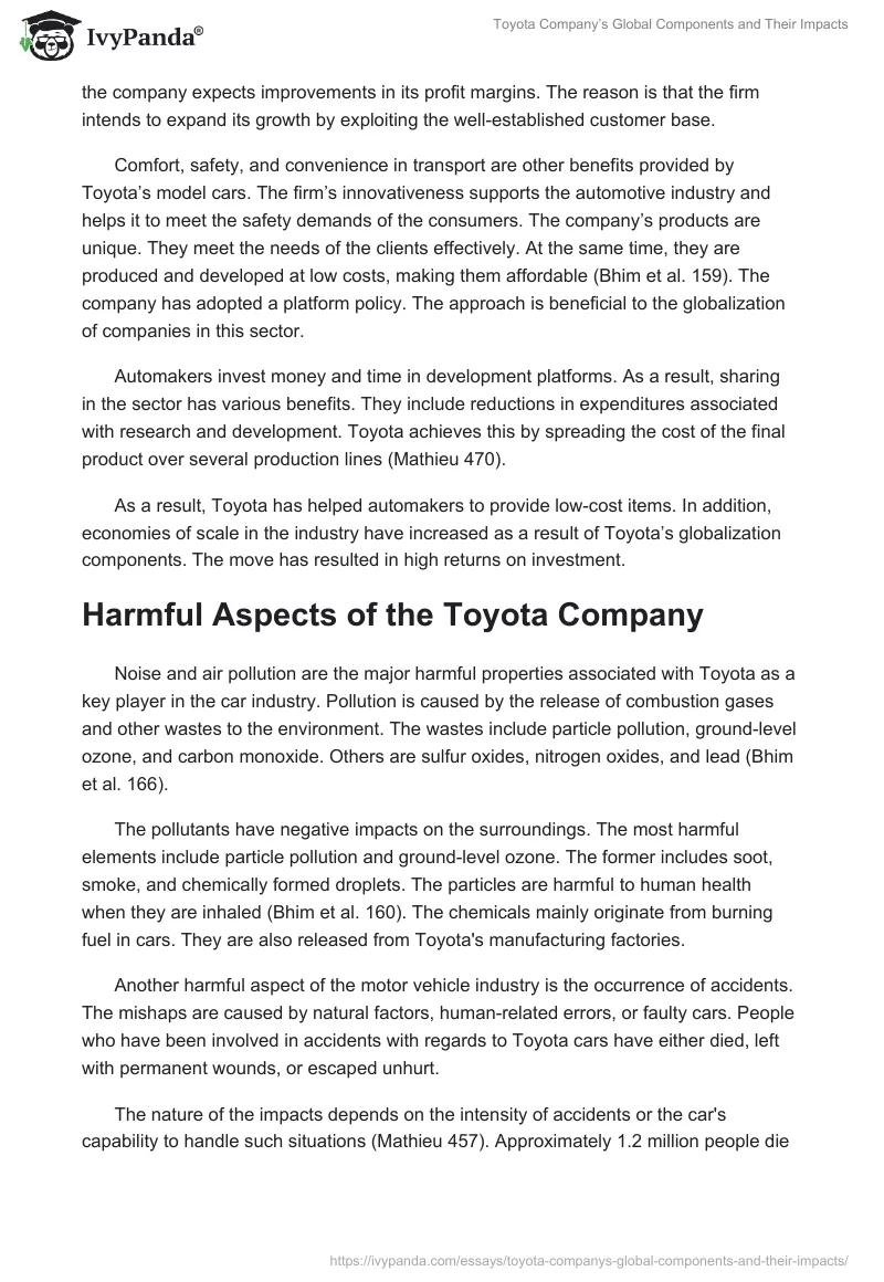 Toyota Company’s Global Components and Their Impacts. Page 4