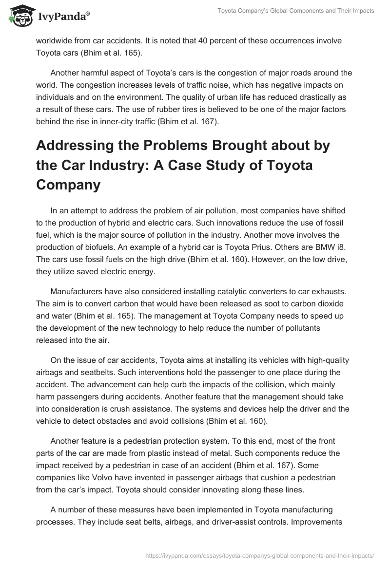 Toyota Company’s Global Components and Their Impacts. Page 5