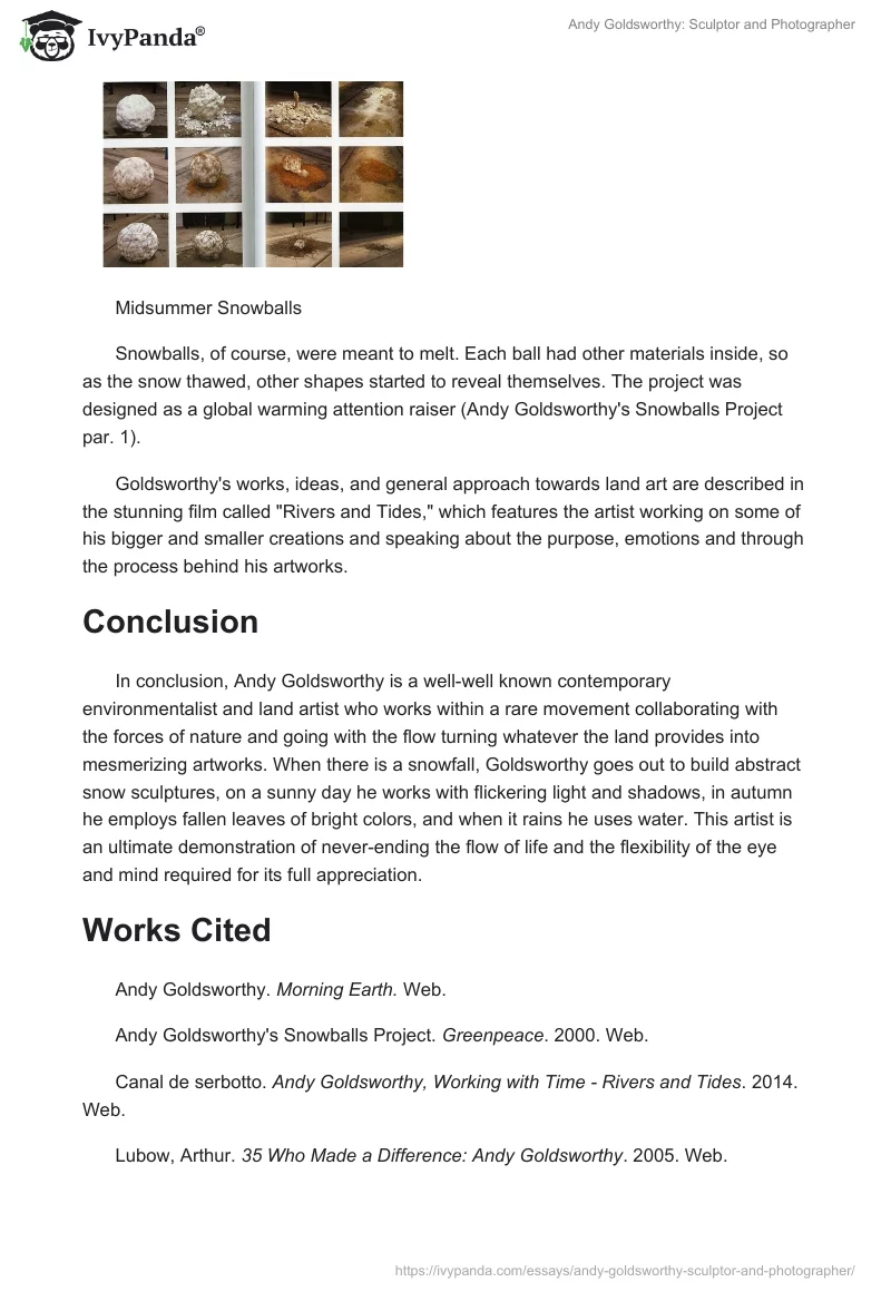 Andy Goldsworthy: Sculptor and Photographer. Page 4