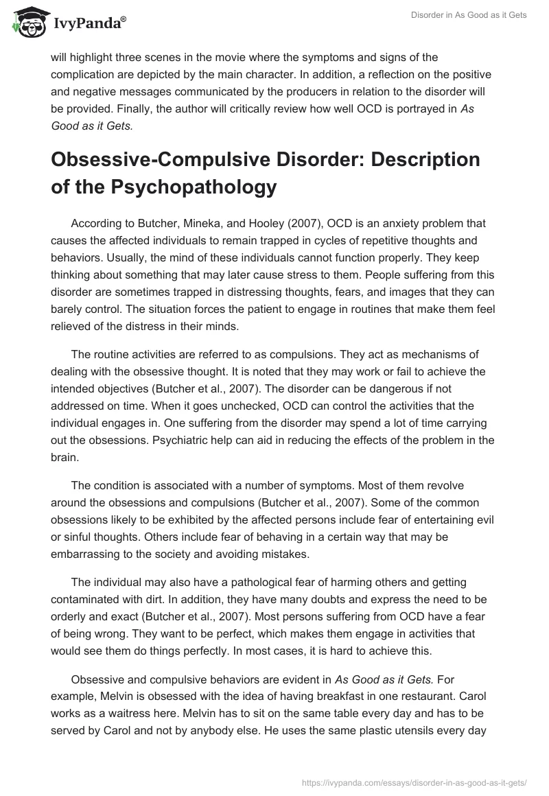Disorder in "As Good as it Gets". Page 2
