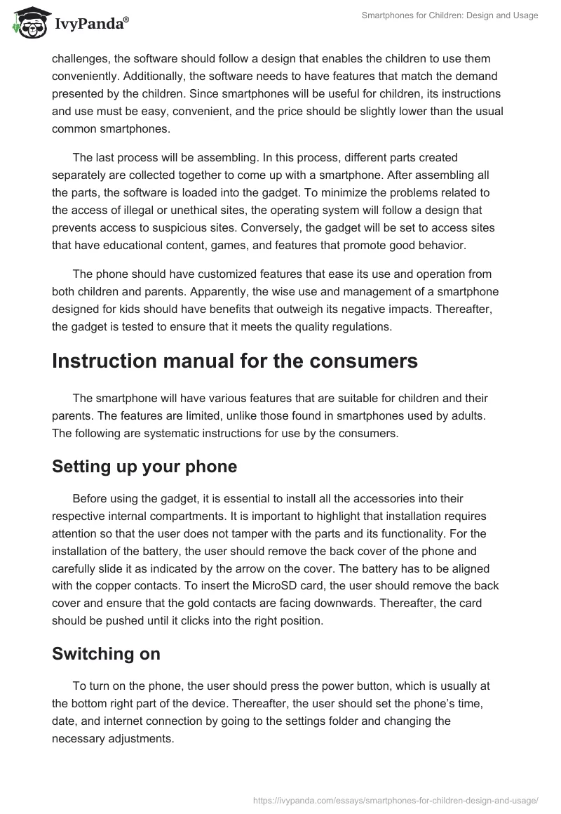 Smartphones for Children: Design and Usage. Page 2