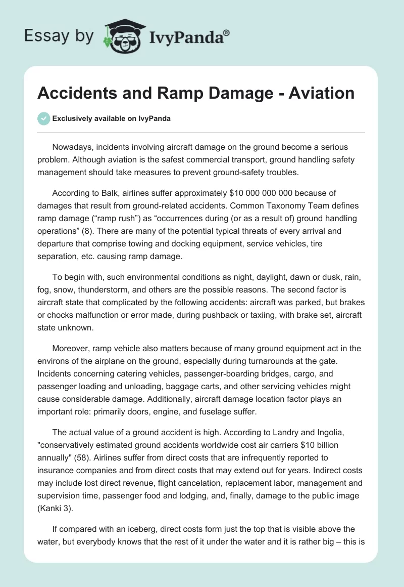 Accidents and Ramp Damage - Aviation. Page 1