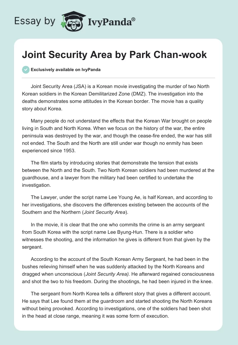 "Joint Security Area" by Park Chan-wook. Page 1