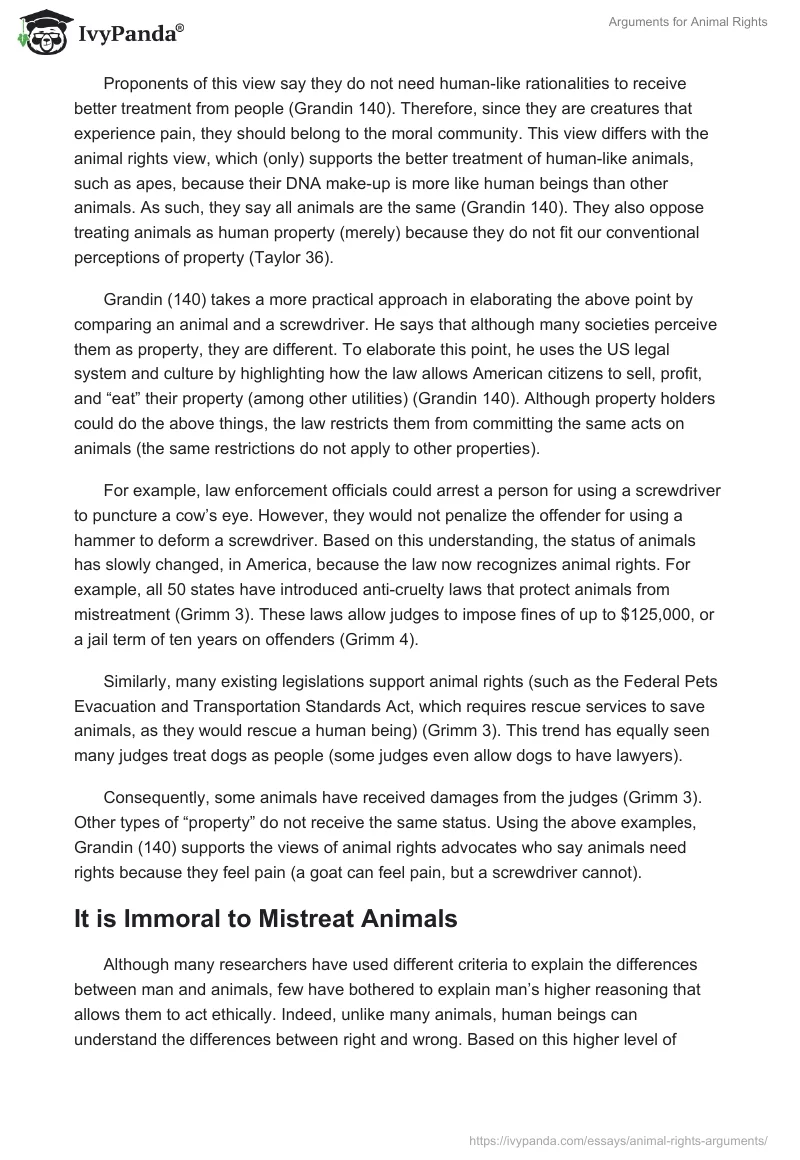 Arguments for Animal Rights. Page 4