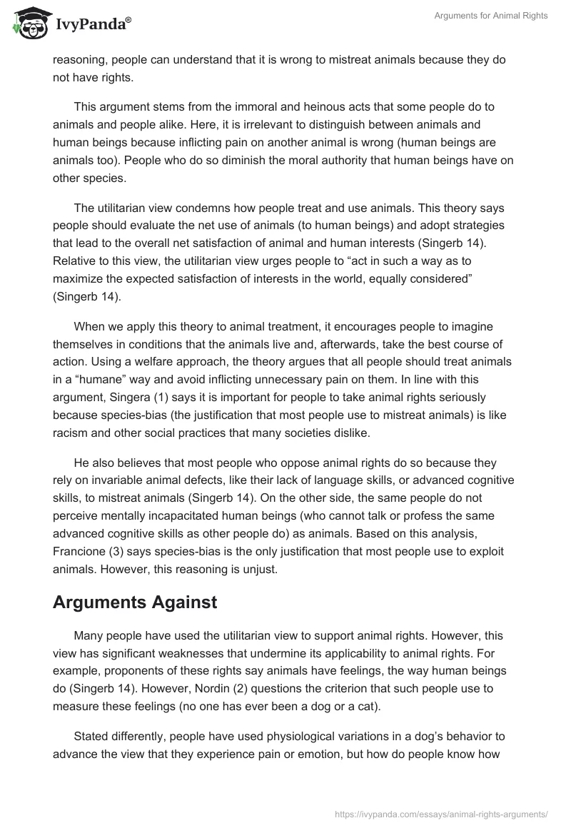 Arguments for Animal Rights. Page 5