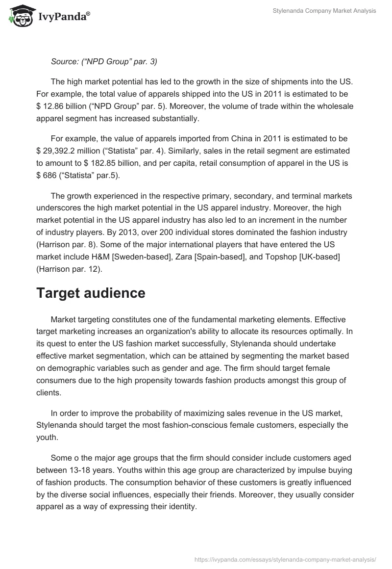 Stylenanda Company Market Analysis. Page 3