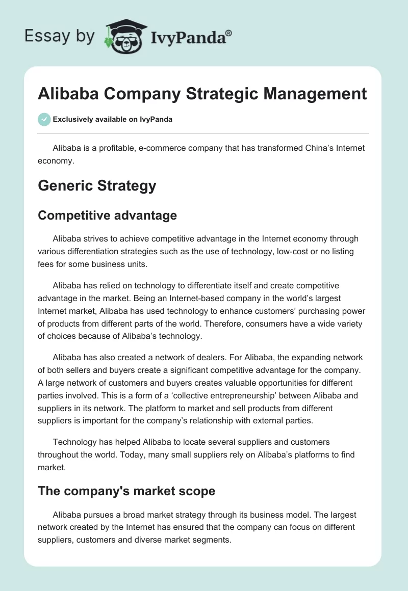 Alibaba Corporate Strategy and Analysis Case Study. Page 1