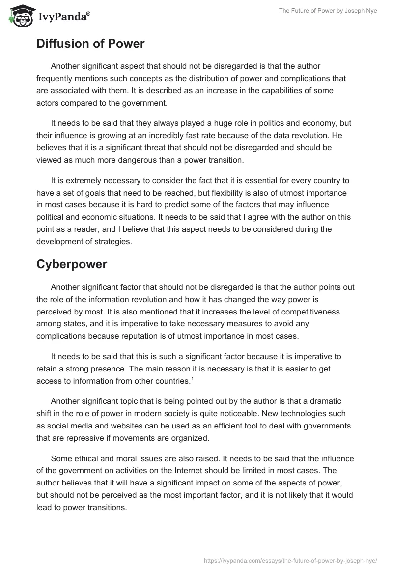 "The Future of Power" by Joseph Nye. Page 2