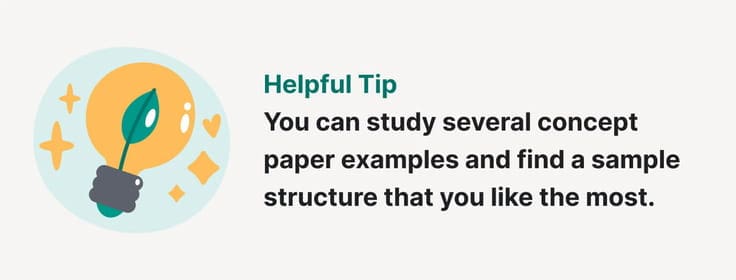 Study several concept paper examples to find a suitable sample structure.