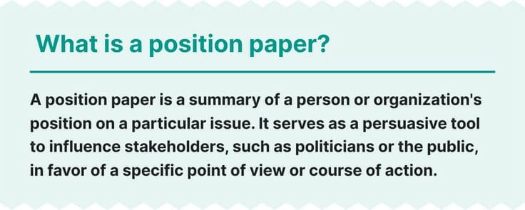This image explains what is a position paper.