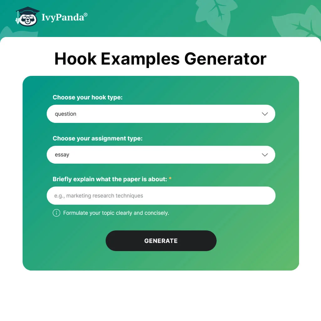 Hook Examples Generator for Essays and Presentations