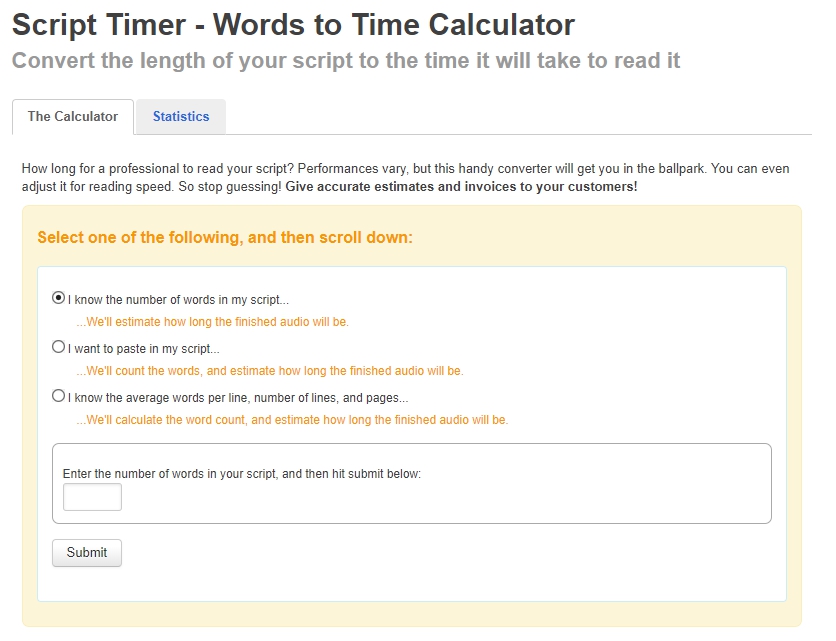 so much switch Fascinate Free Online Words to Minutes Calculator