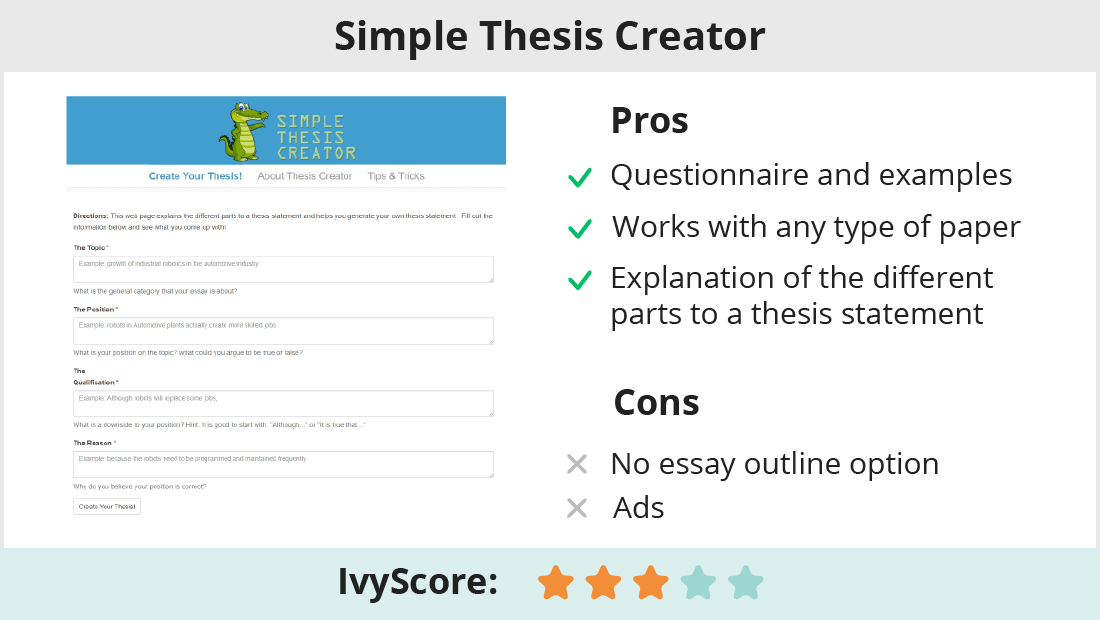 create a thesis statement generator