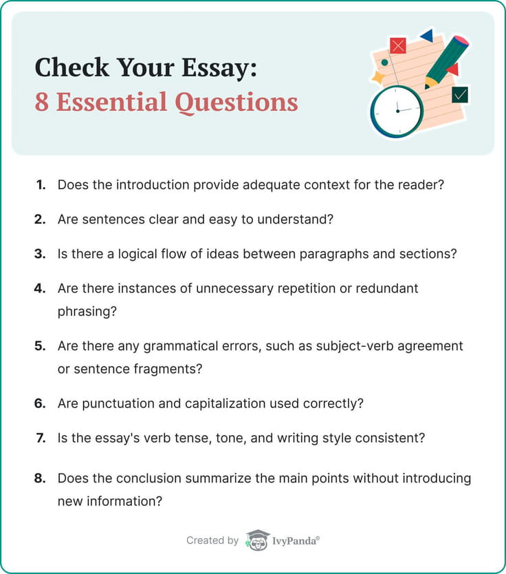 Check your essay by answering eight essential questions.