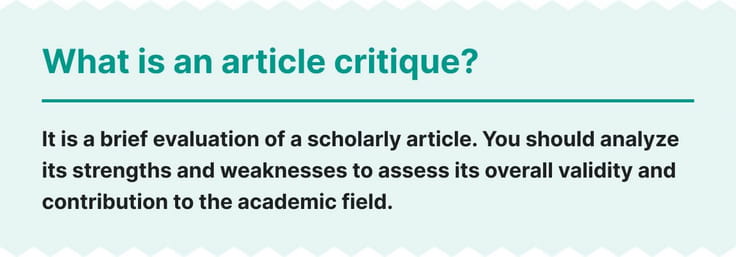 What is an article critique?