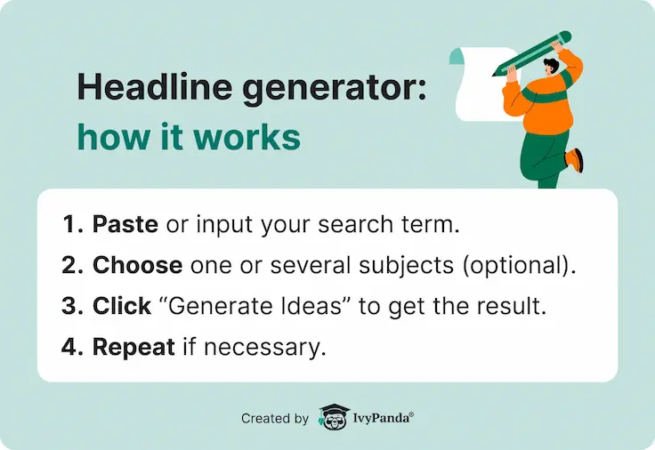 The picture shows how IvyPanda's headline generator works